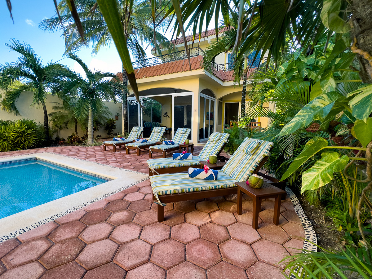 Private pool and tropical patio at Casa Zarah in Puerto Morelos