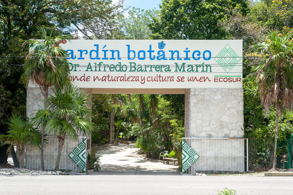 Entrance to the Jardín Botánico Dr. Alfredo Barrera Marín in Puerto Morelos.