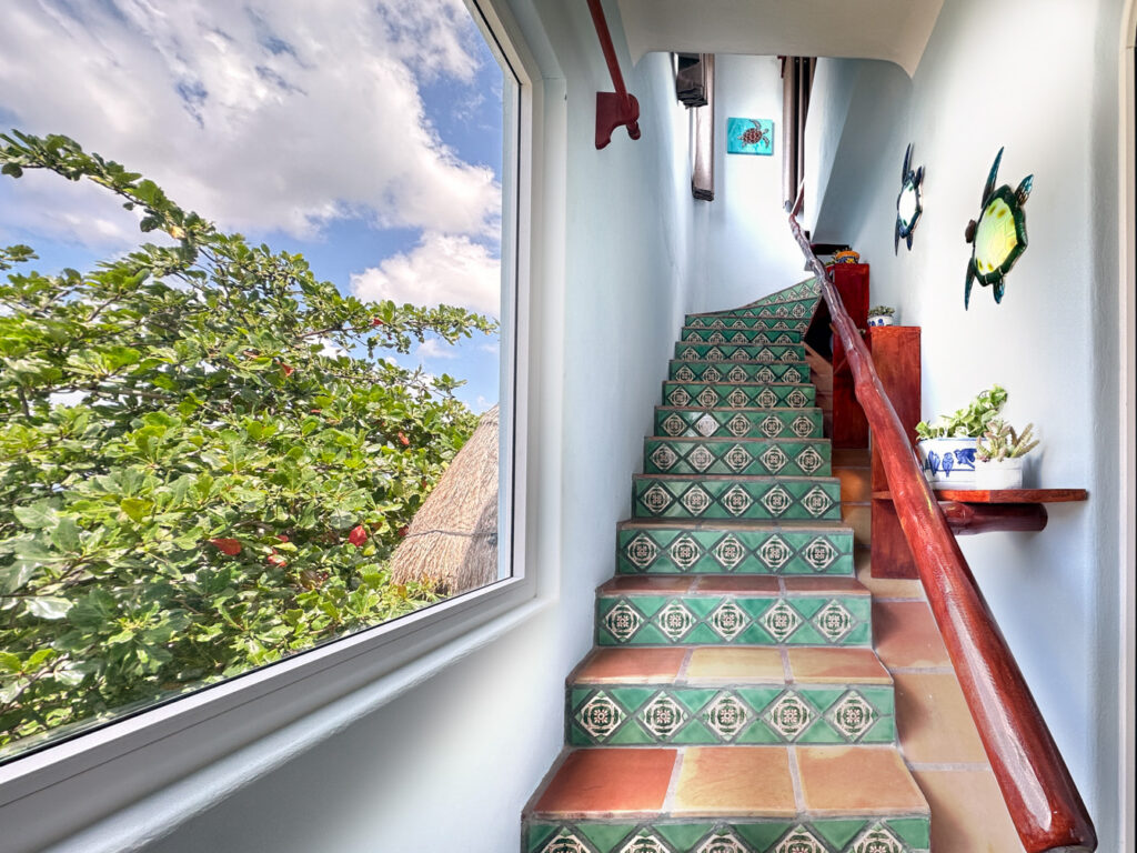 Colorful tiled staircase leading to the upper level at Casa Sonoma #4