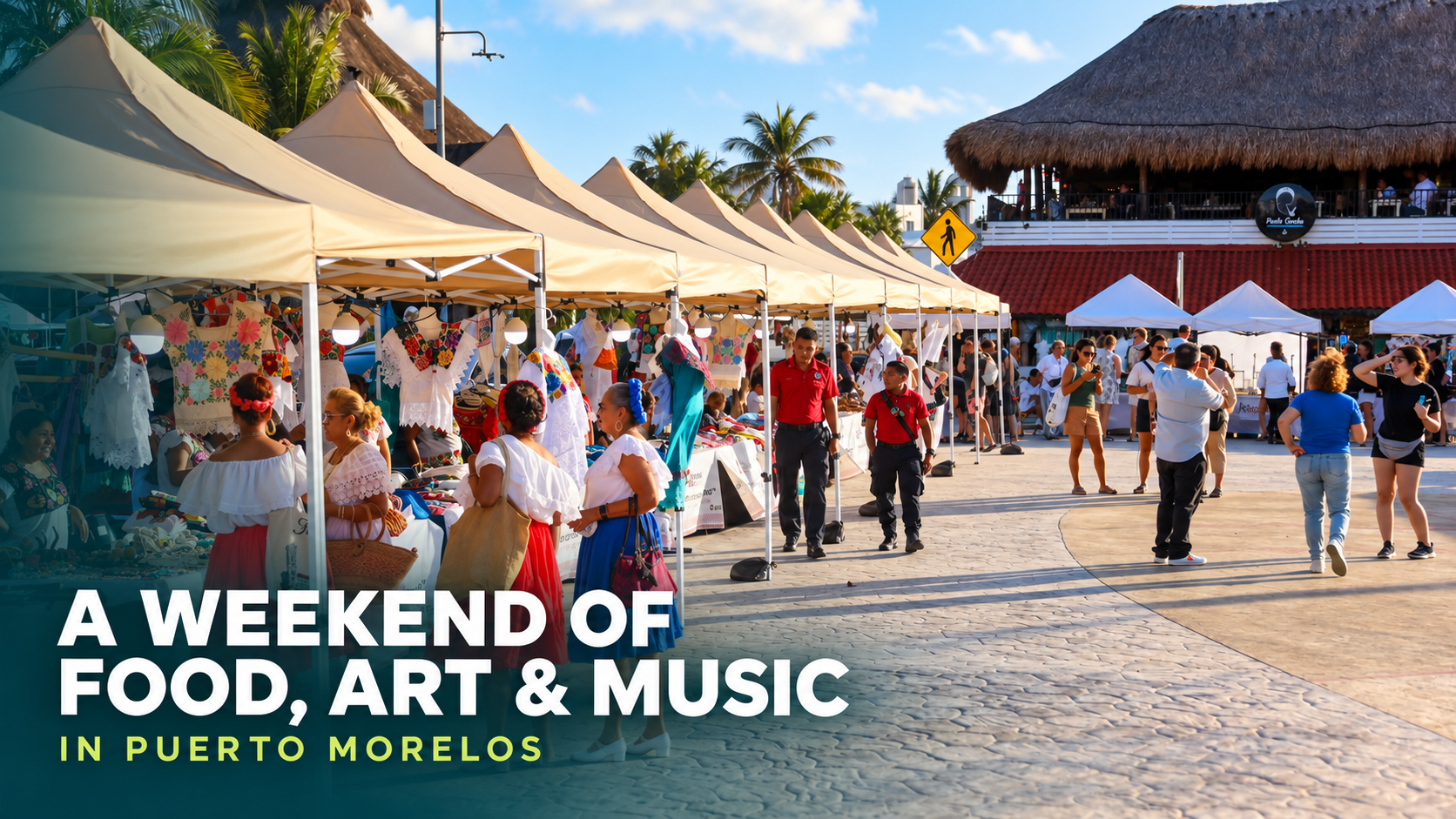 Artisan stalls and visitors at Expo Faro Artesanal in Puerto Morelos